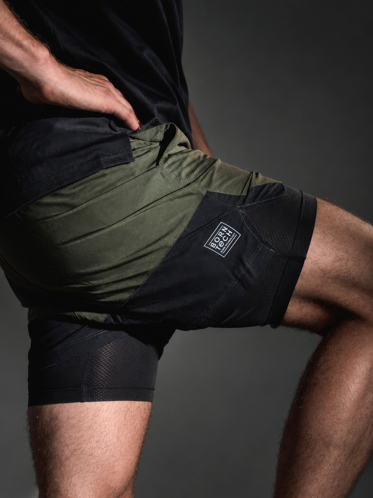 Strider Shorts, Khaki Leaf/Black