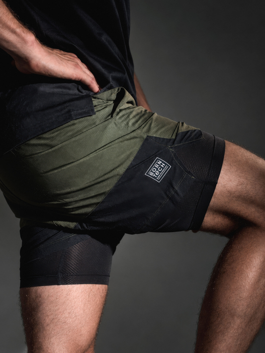 Strider Shorts, Khaki Leaf/Black
