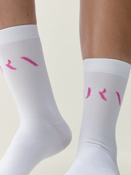 Acari Socks White/Fuxia