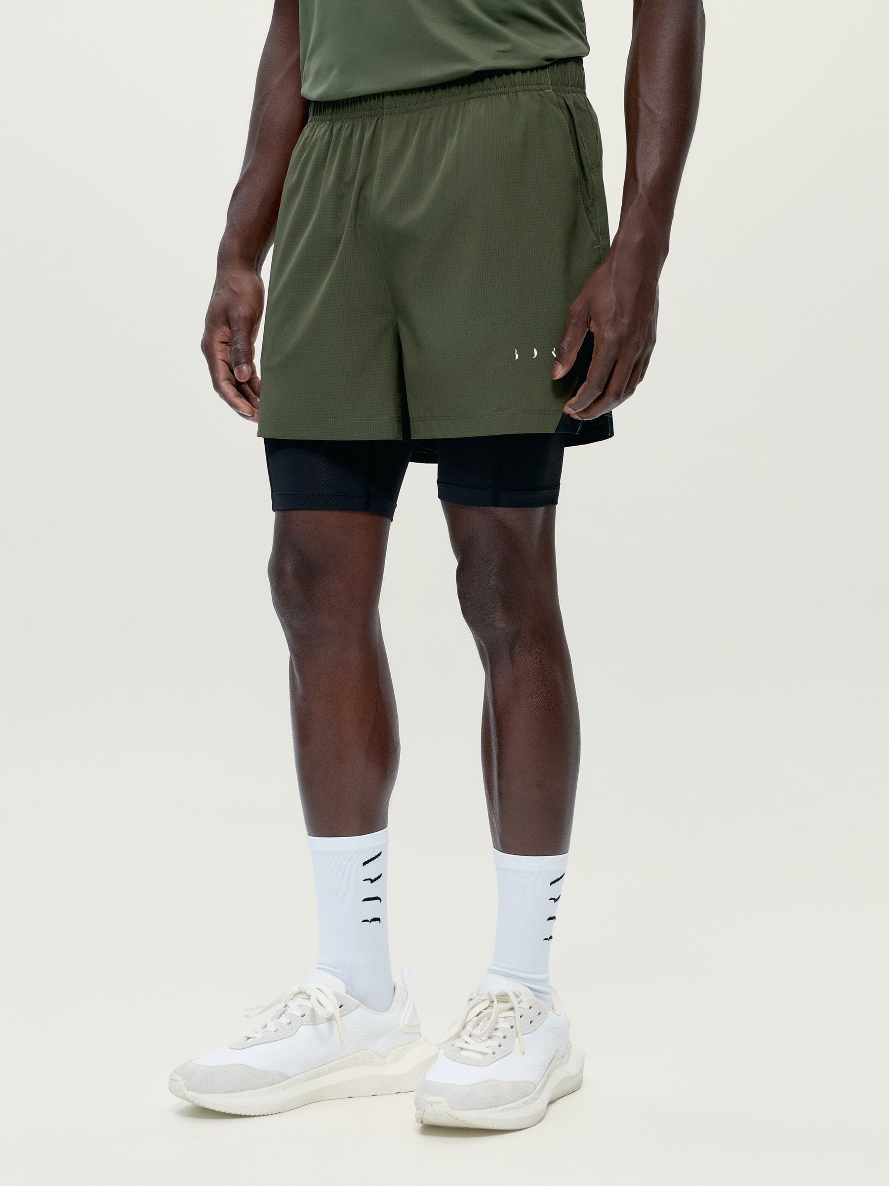 Strider Shorts, Khaki Leaf/Black