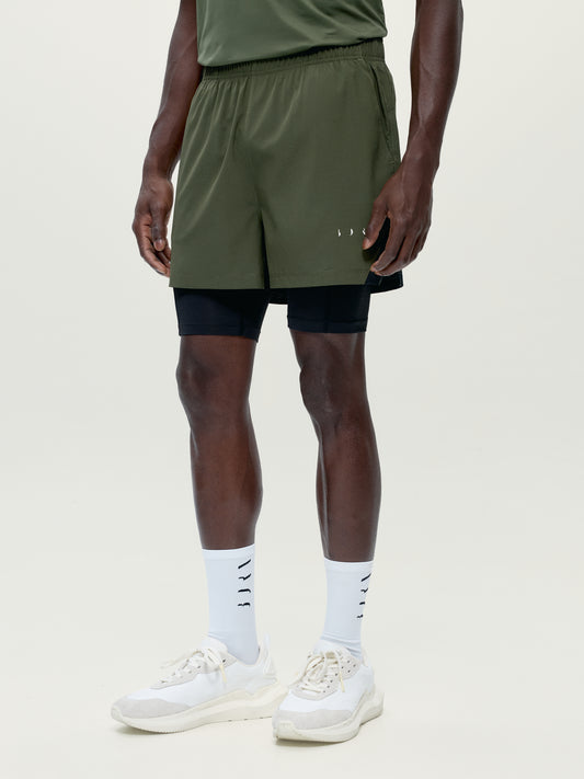 Strider Shorts, Khaki Leaf/Black