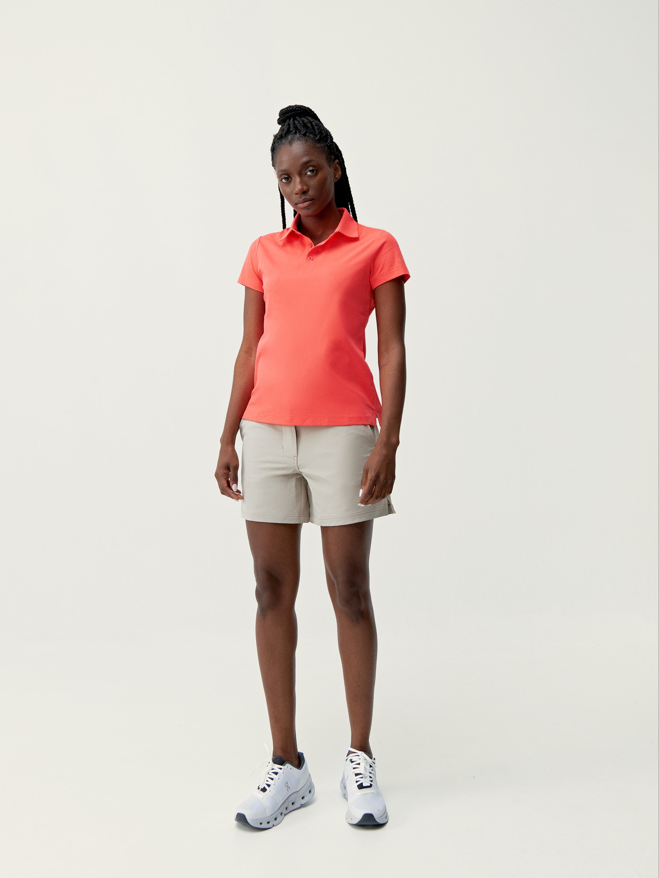 Polo Open Shirt in Coral Bright