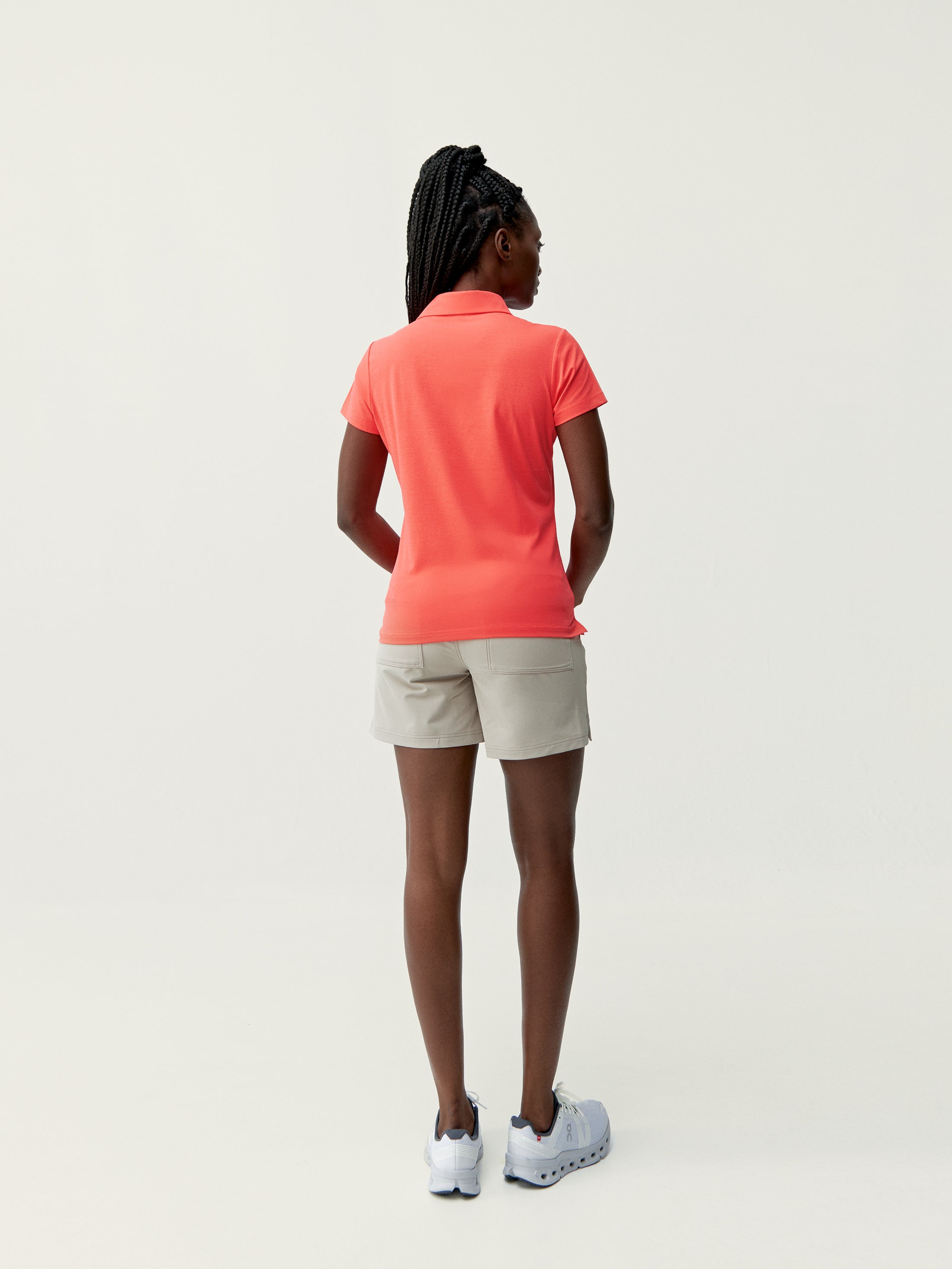 Polo Open Shirt in Coral Bright