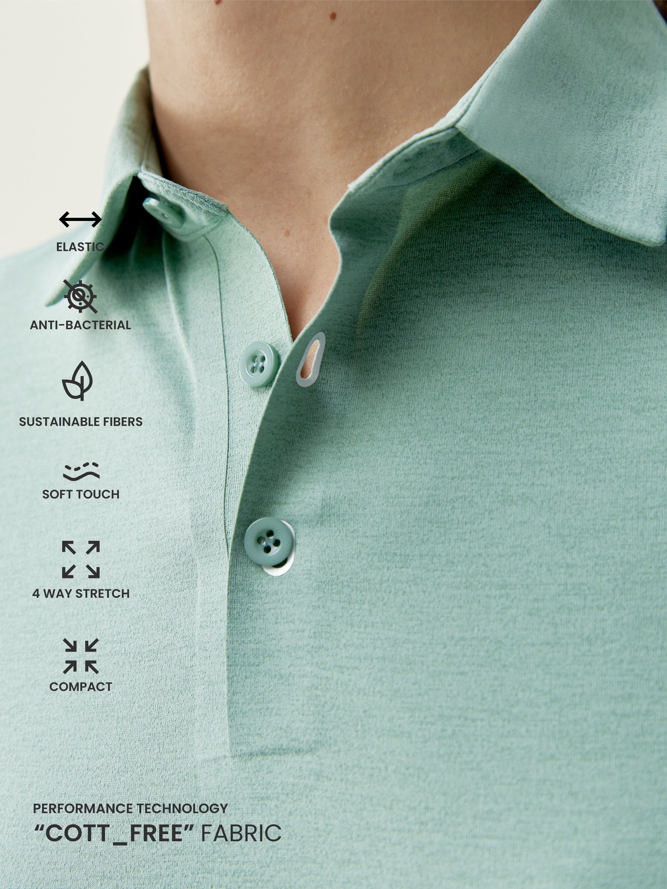 Polo Open Shirt in Old Green