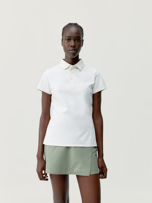 Polo Open Shirt in White Chalk