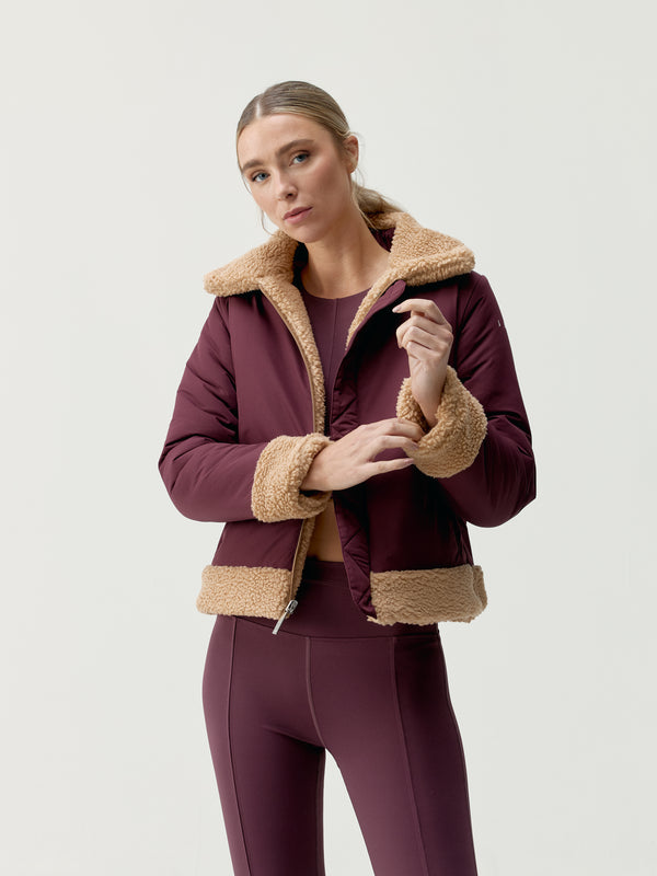 Umiko Jacket in Dark Cherry/Camel
